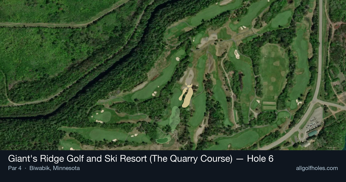Hole 6 aerial at Giant's Ridge Golf and Ski Resort (The Quarry Course)