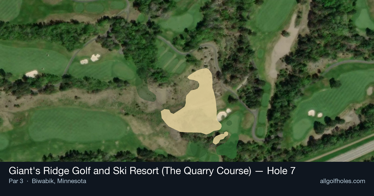 Hole 7 aerial at Giant's Ridge Golf and Ski Resort (The Quarry Course)
