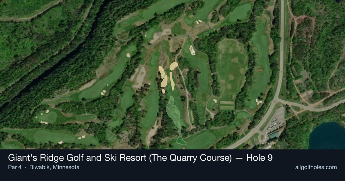 Hole 9 aerial at Giant's Ridge Golf and Ski Resort (The Quarry Course)