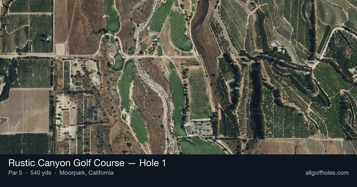 Hole 1 aerial at Rustic Canyon Golf Course