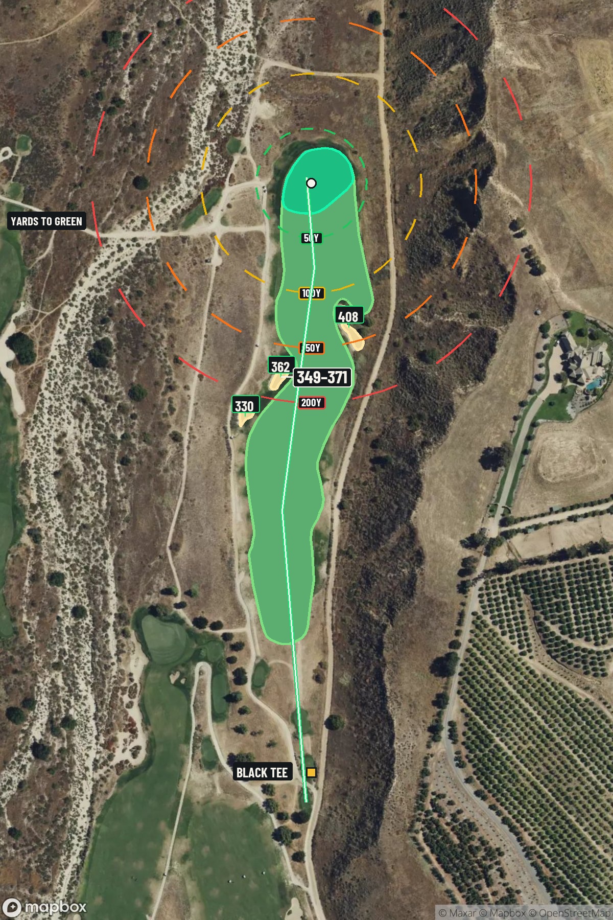 Hole 13 aerial at Rustic Canyon Golf Course