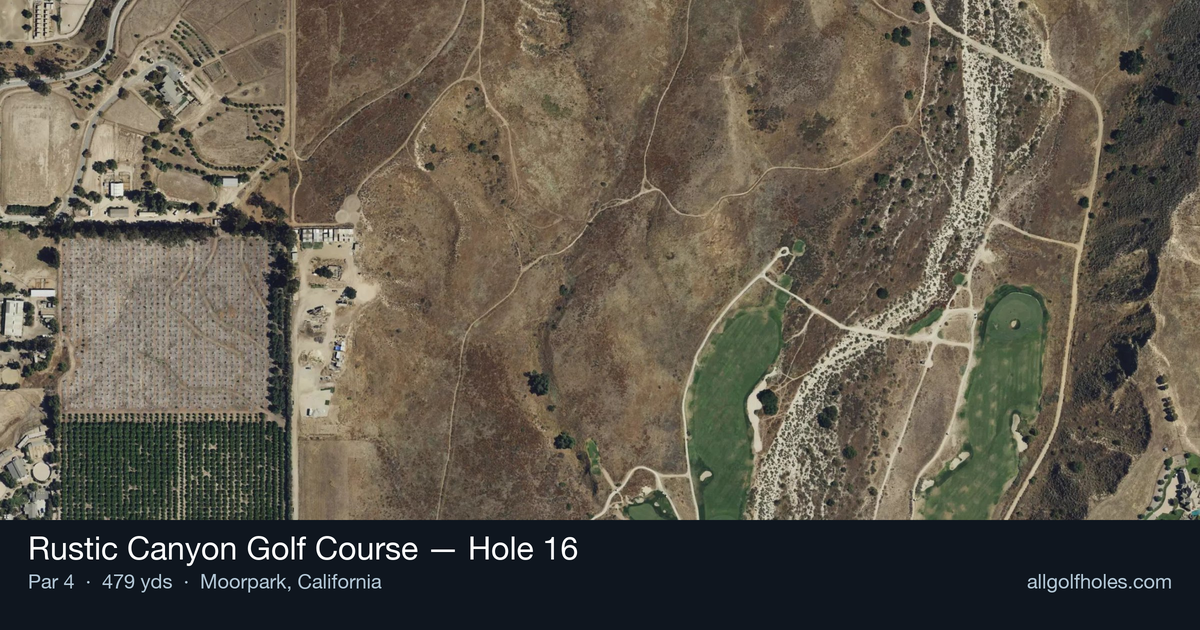 Hole 16 aerial at Rustic Canyon Golf Course