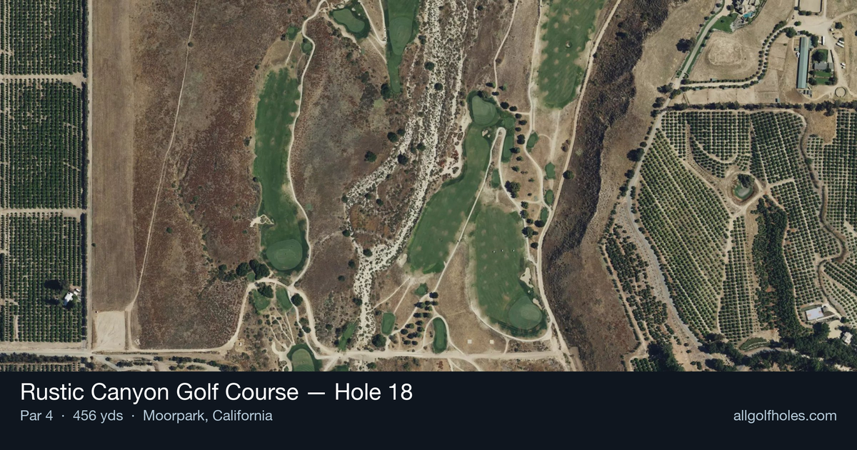 Hole 18 aerial at Rustic Canyon Golf Course