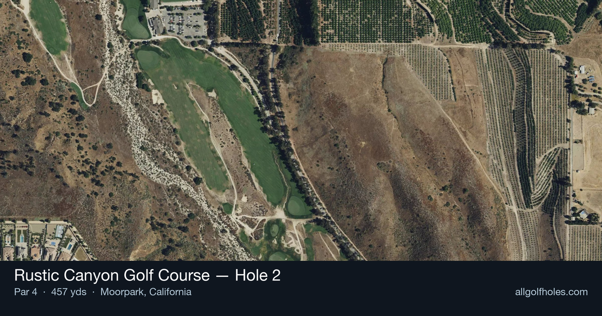 Hole 2 aerial at Rustic Canyon Golf Course