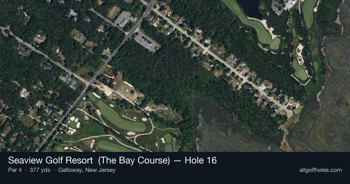 Hole 16 aerial at Seaview Golf Resort  (The Bay Course)