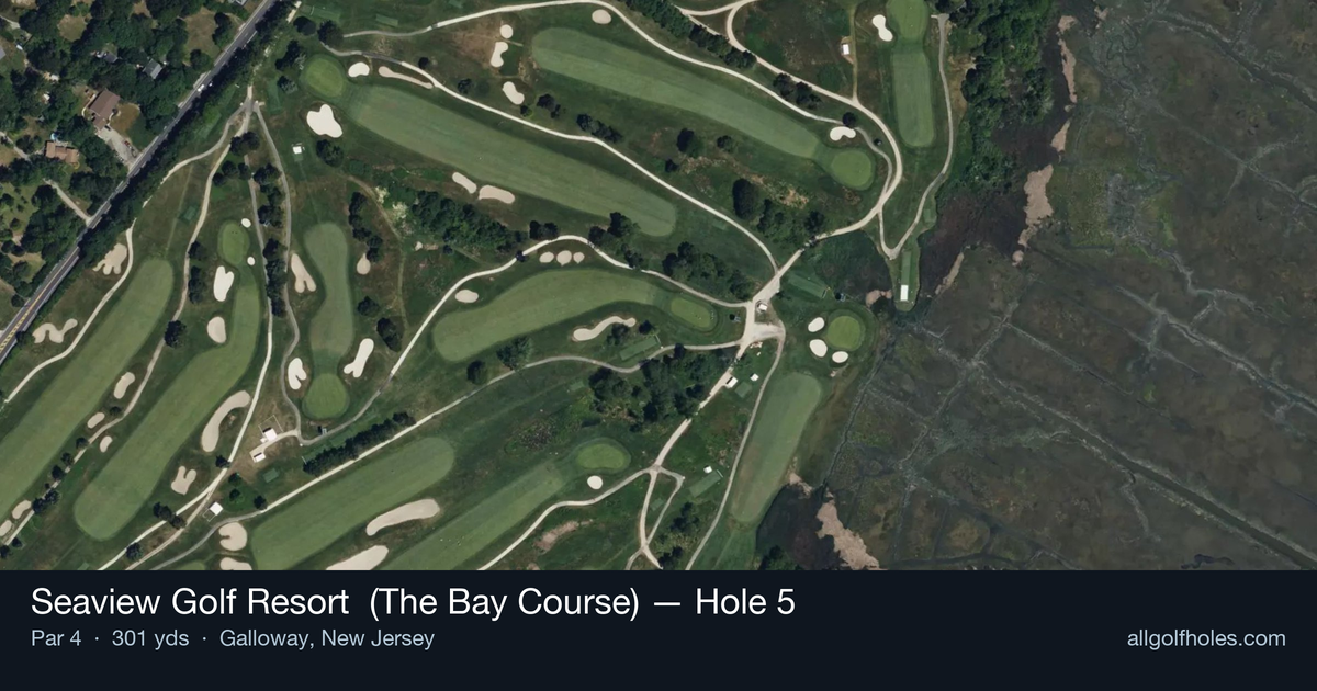 Hole 5 aerial at Seaview Golf Resort  (The Bay Course)