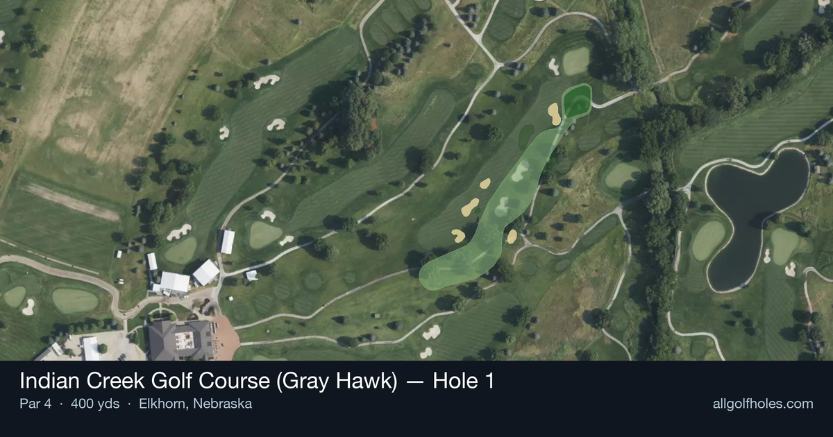 Hole 1 aerial at Indian Creek Golf Course (Gray Hawk)