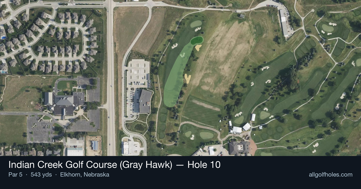 Hole 10 aerial at Indian Creek Golf Course (Gray Hawk)