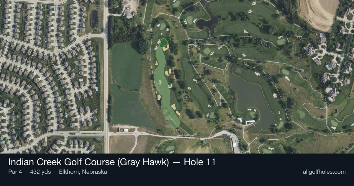 Hole 11 aerial at Indian Creek Golf Course (Gray Hawk)