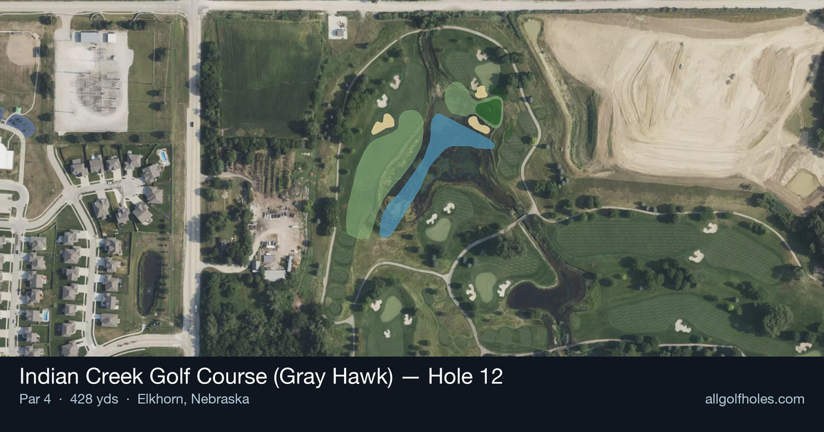Hole 12 aerial at Indian Creek Golf Course (Gray Hawk)