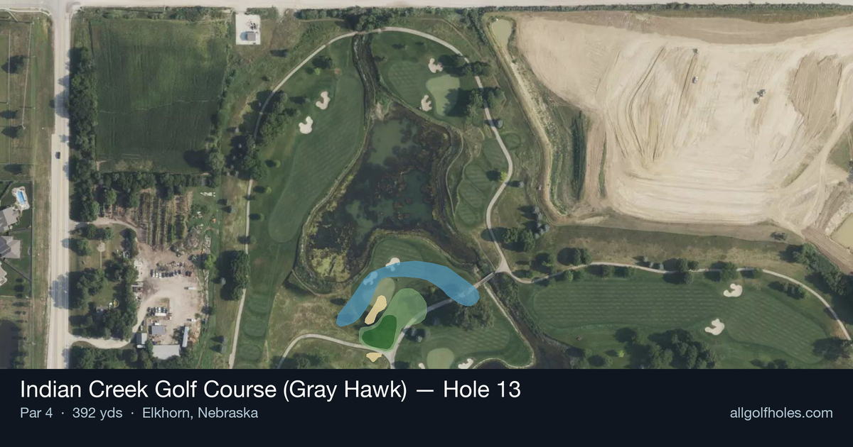 Hole 13 aerial at Indian Creek Golf Course (Gray Hawk)