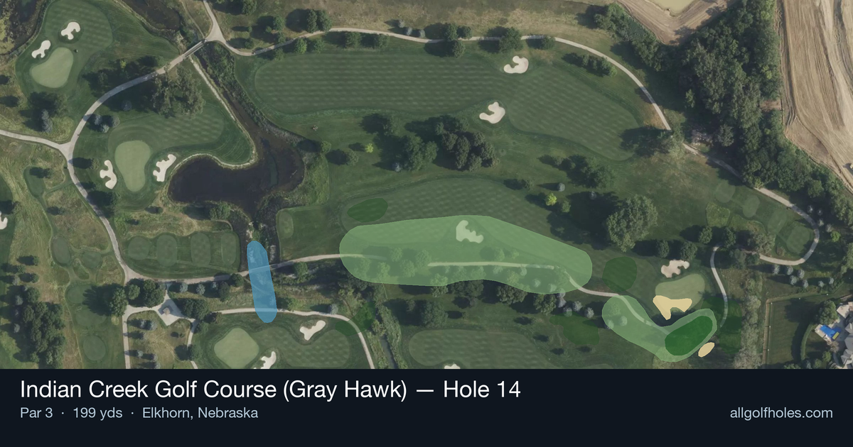 Hole 14 aerial at Indian Creek Golf Course (Gray Hawk)