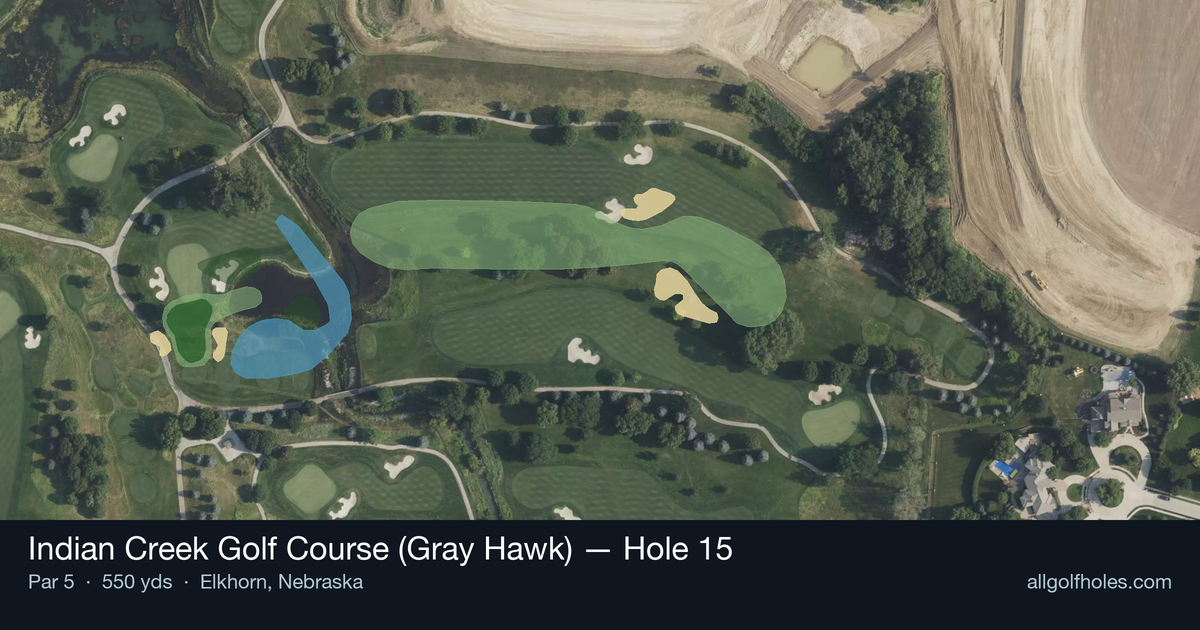 Hole 15 aerial at Indian Creek Golf Course (Gray Hawk)
