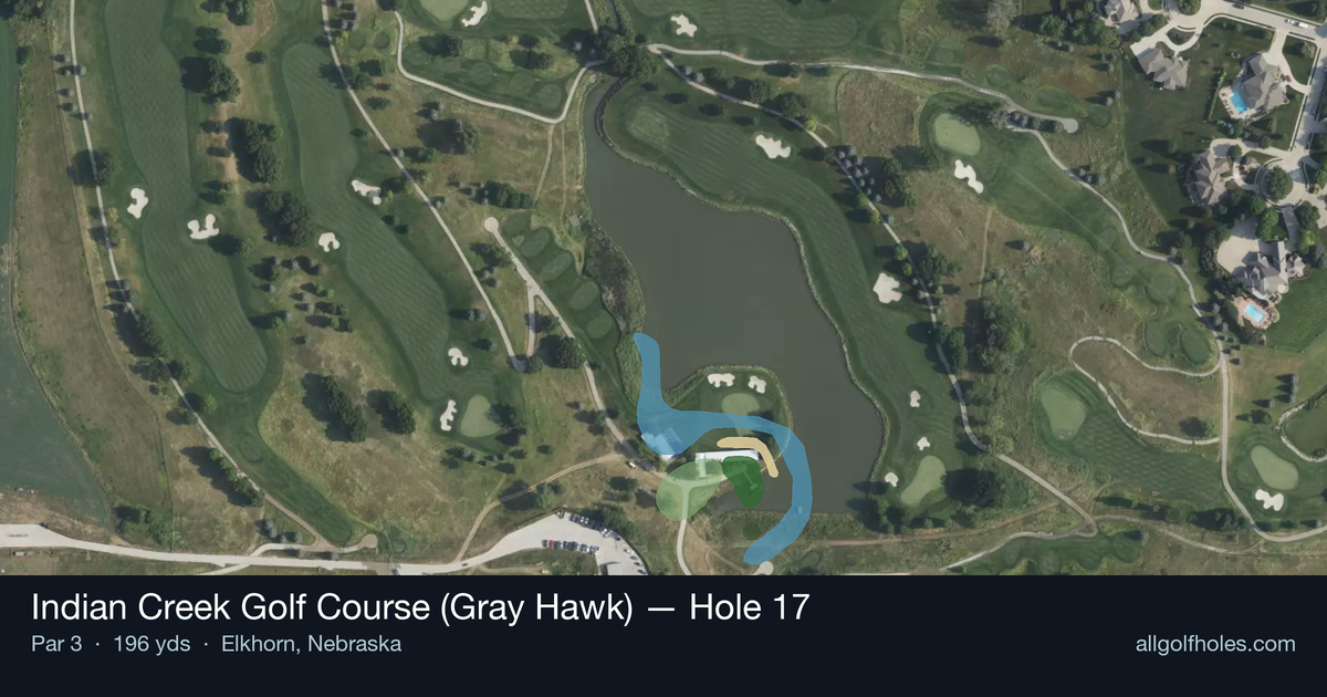 Hole 17 aerial at Indian Creek Golf Course (Gray Hawk)