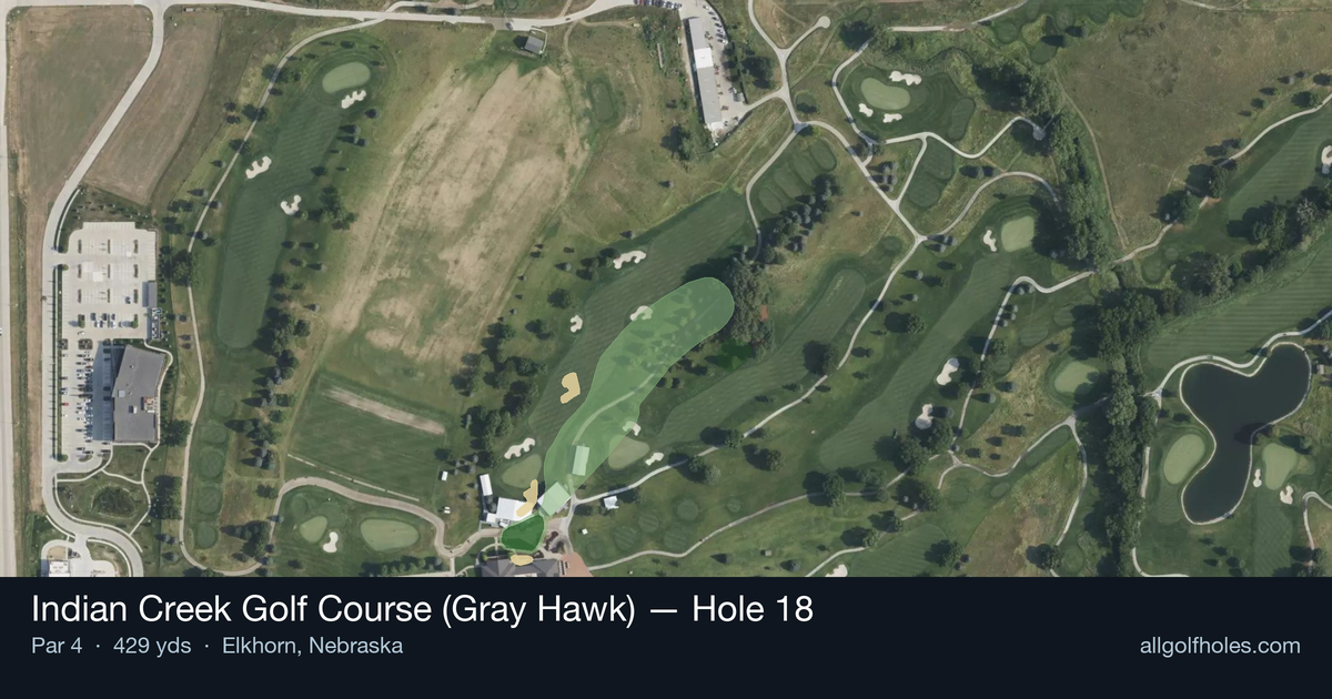 Hole 18 aerial at Indian Creek Golf Course (Gray Hawk)