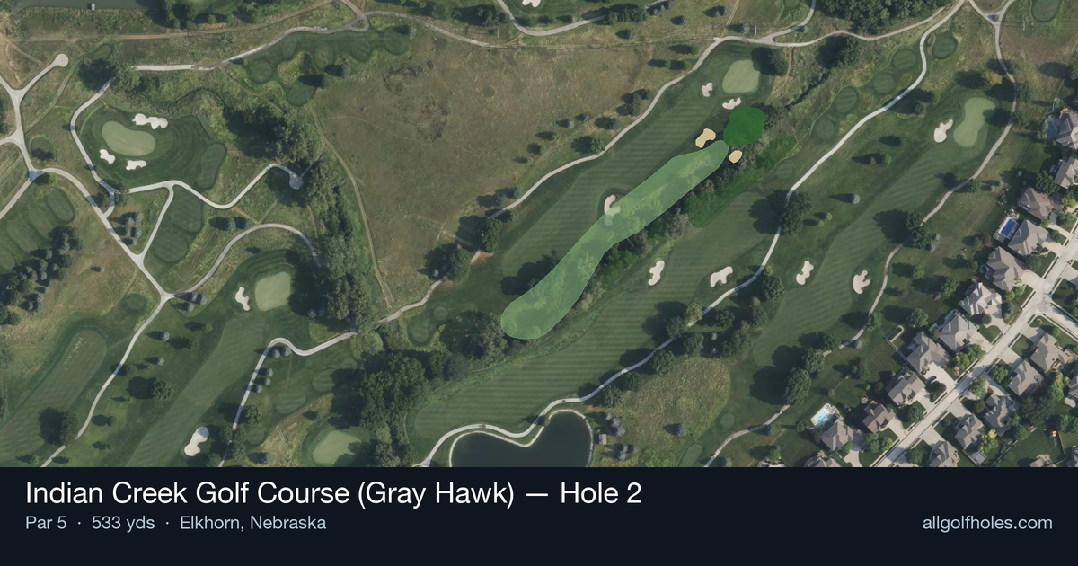 Hole 2 aerial at Indian Creek Golf Course (Gray Hawk)