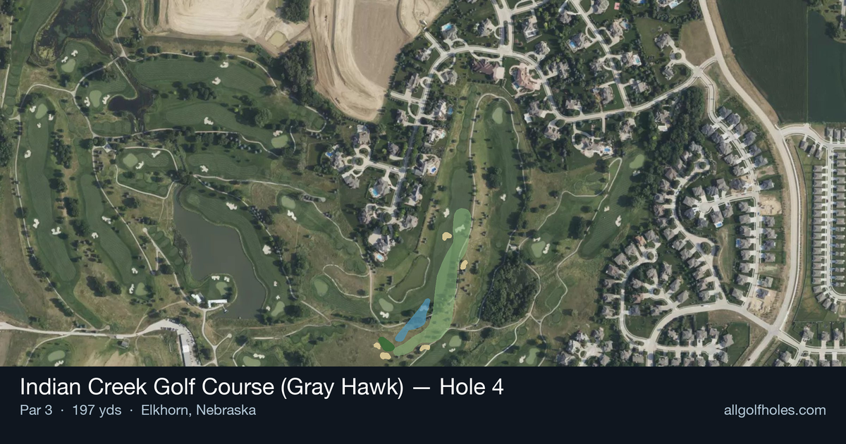 Hole 4 aerial at Indian Creek Golf Course (Gray Hawk)