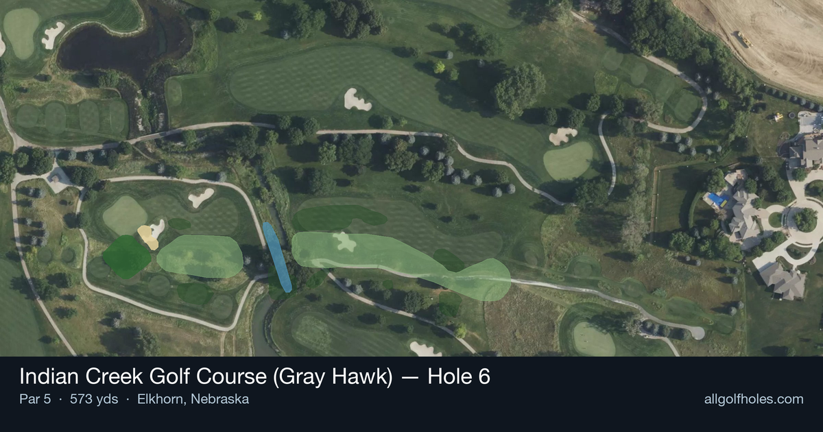 Hole 6 aerial at Indian Creek Golf Course (Gray Hawk)