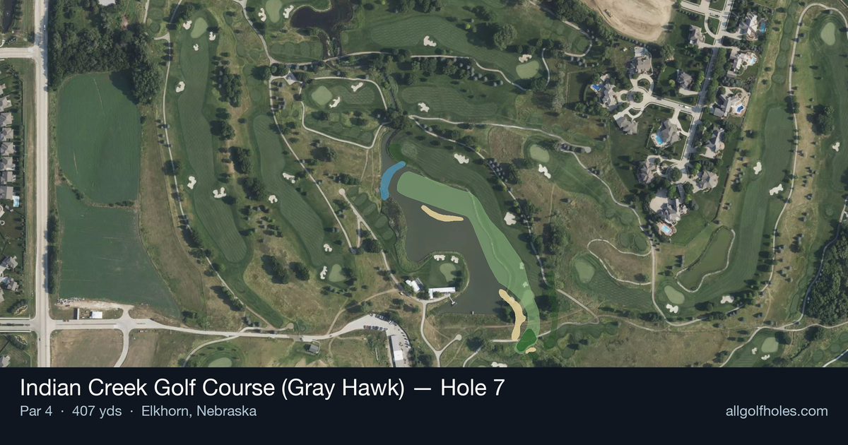 Hole 7 aerial at Indian Creek Golf Course (Gray Hawk)