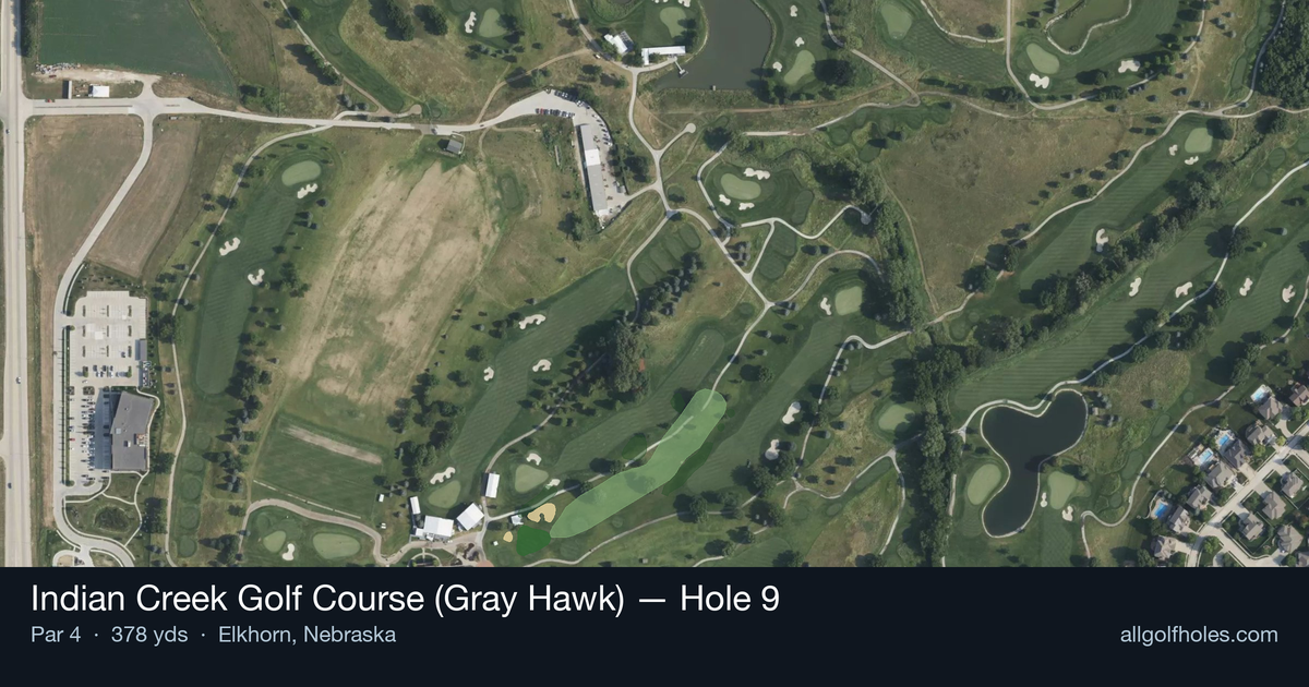 Hole 9 aerial at Indian Creek Golf Course (Gray Hawk)