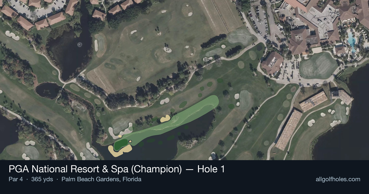 Hole 1 aerial at PGA National Resort & Spa (Champion)