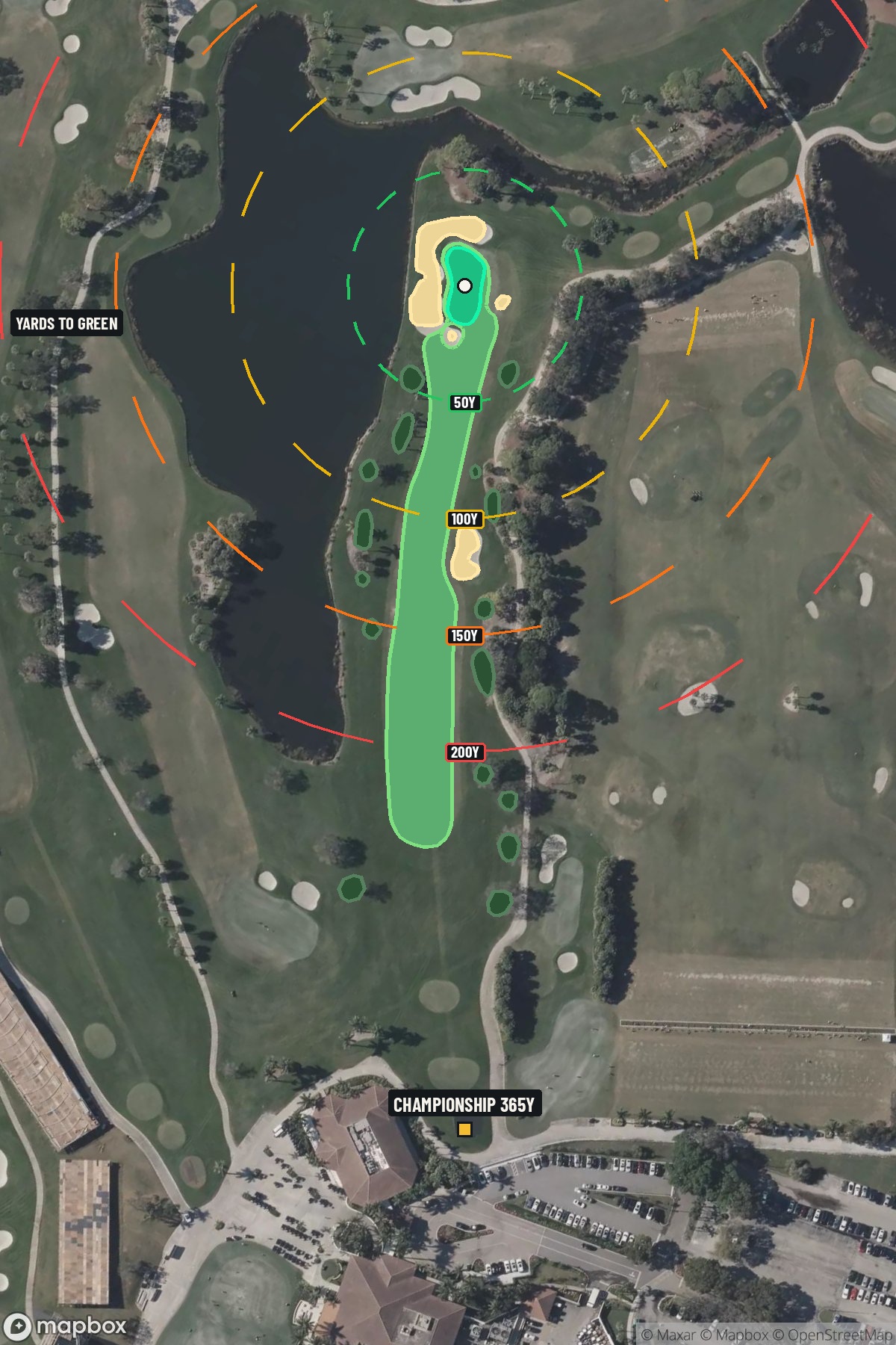 Hole 1 aerial at PGA National Resort & Spa (Champion)
