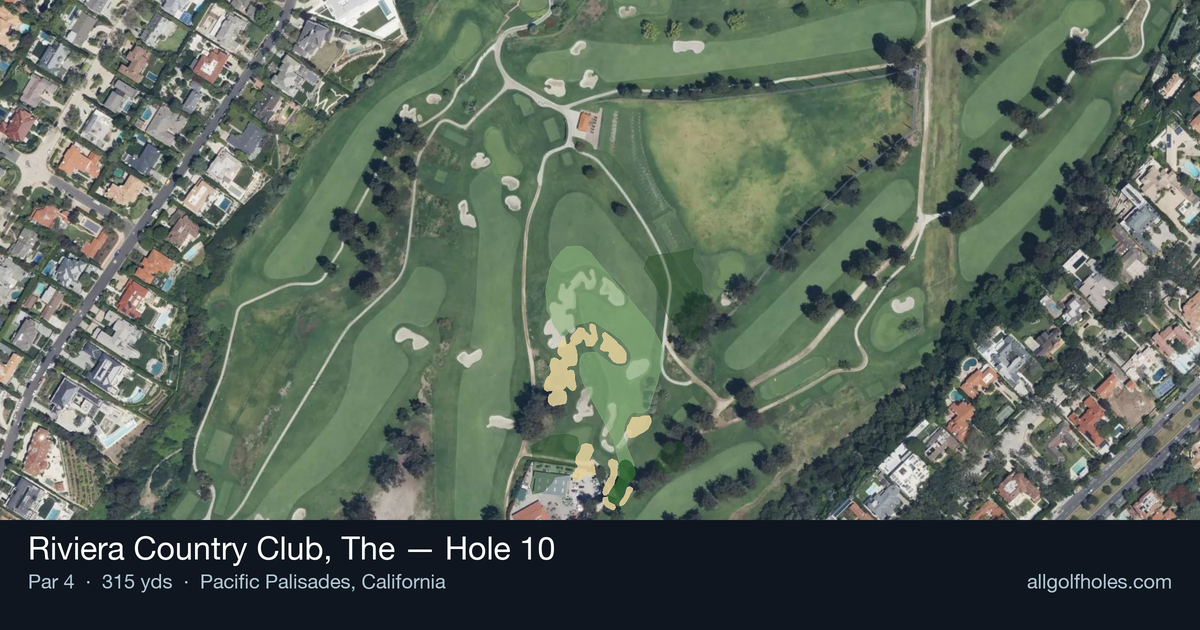 Hole 10 aerial at Riviera Country Club, The