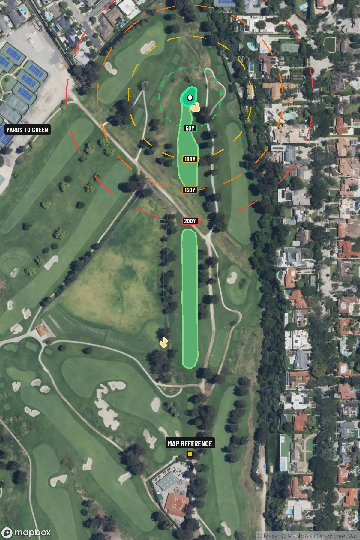 Hole 11 aerial at Riviera Country Club, The