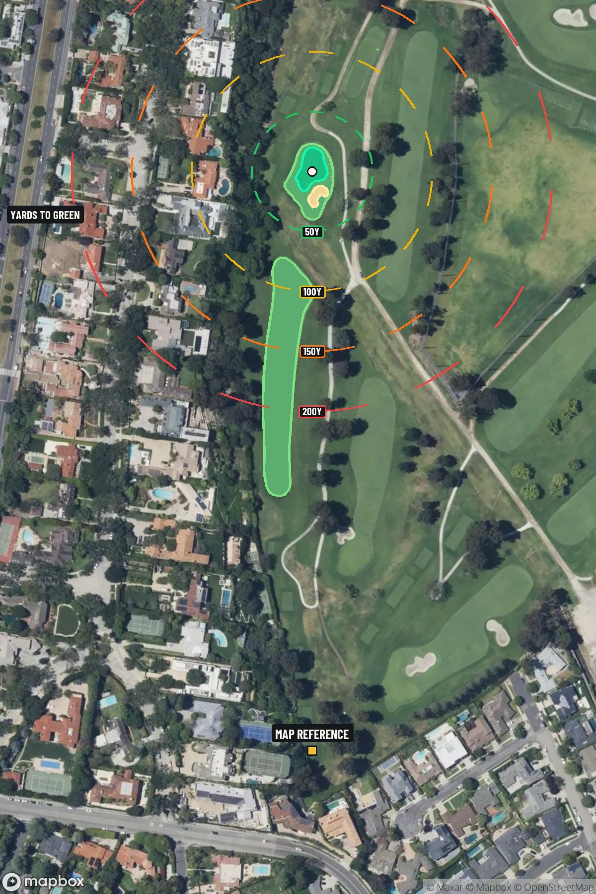 Hole 12 aerial at Riviera Country Club, The