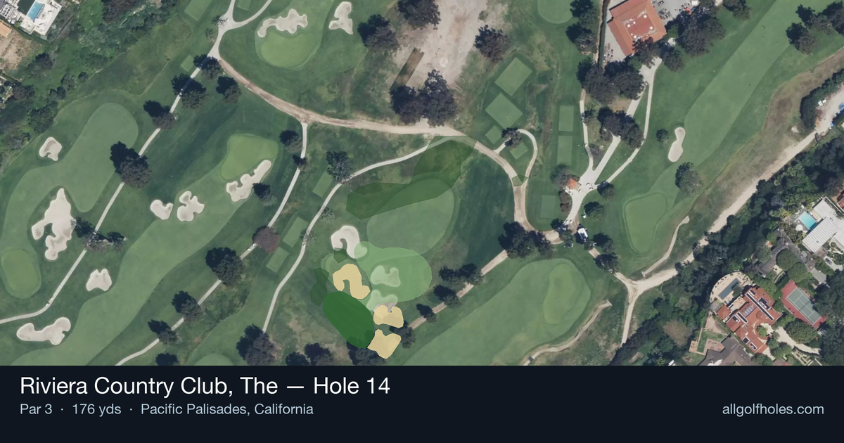 Hole 14 aerial at Riviera Country Club, The
