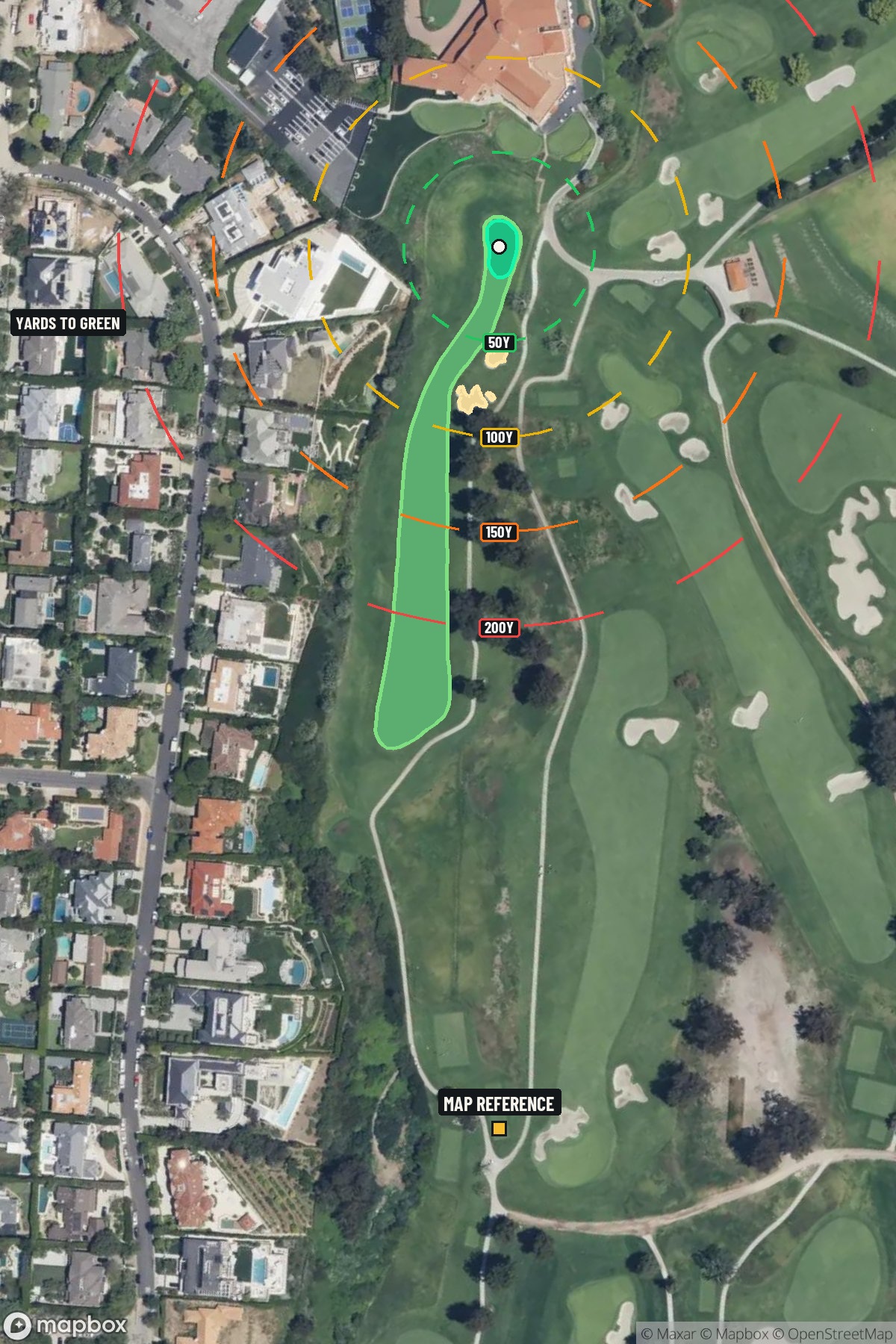 Hole 18 aerial at Riviera Country Club, The