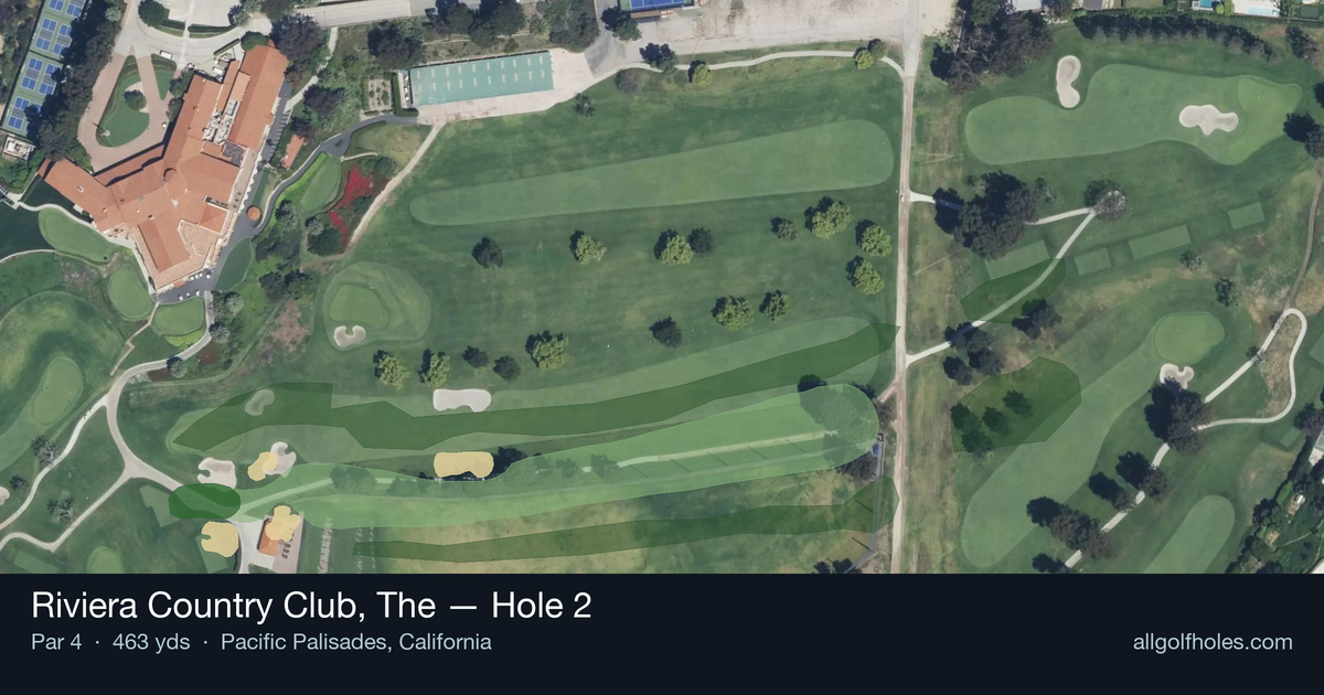 Hole 2 aerial at Riviera Country Club, The