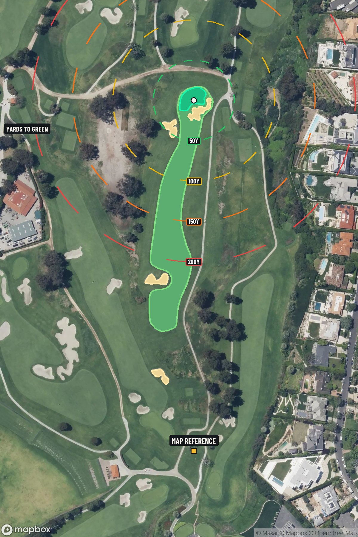 Hole 3 aerial at Riviera Country Club, The