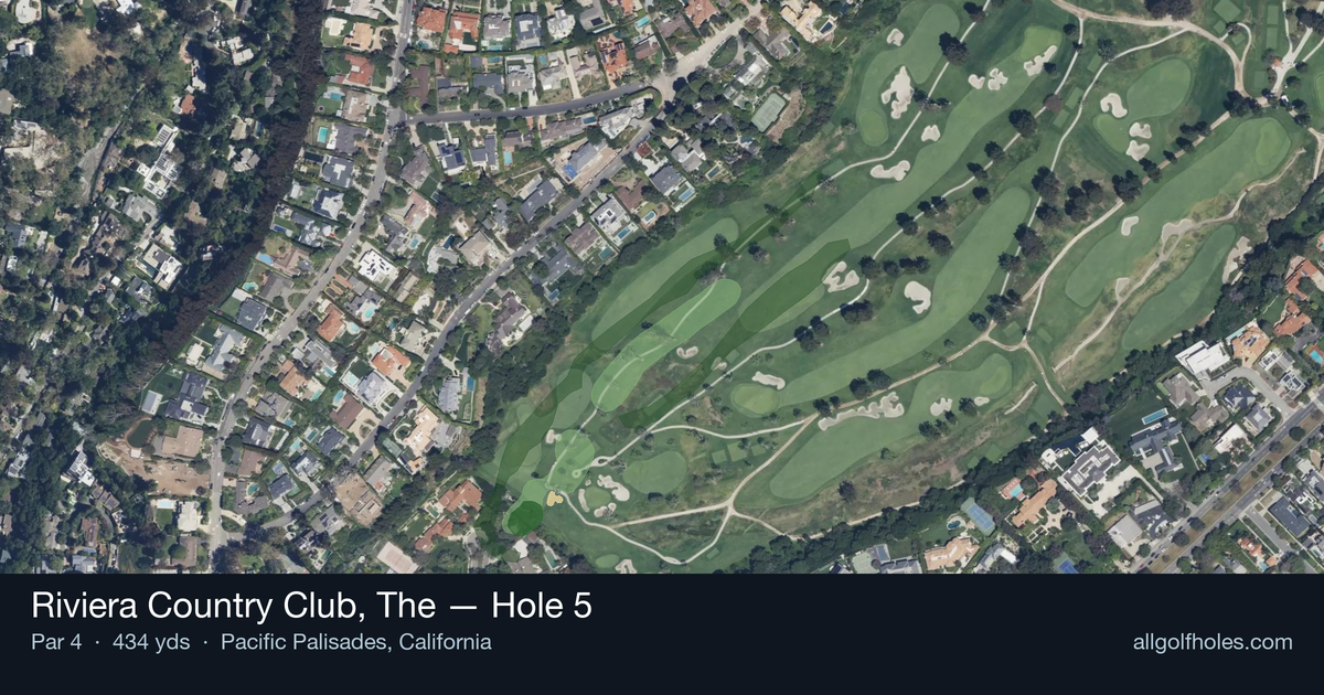 Hole 5 aerial at Riviera Country Club, The