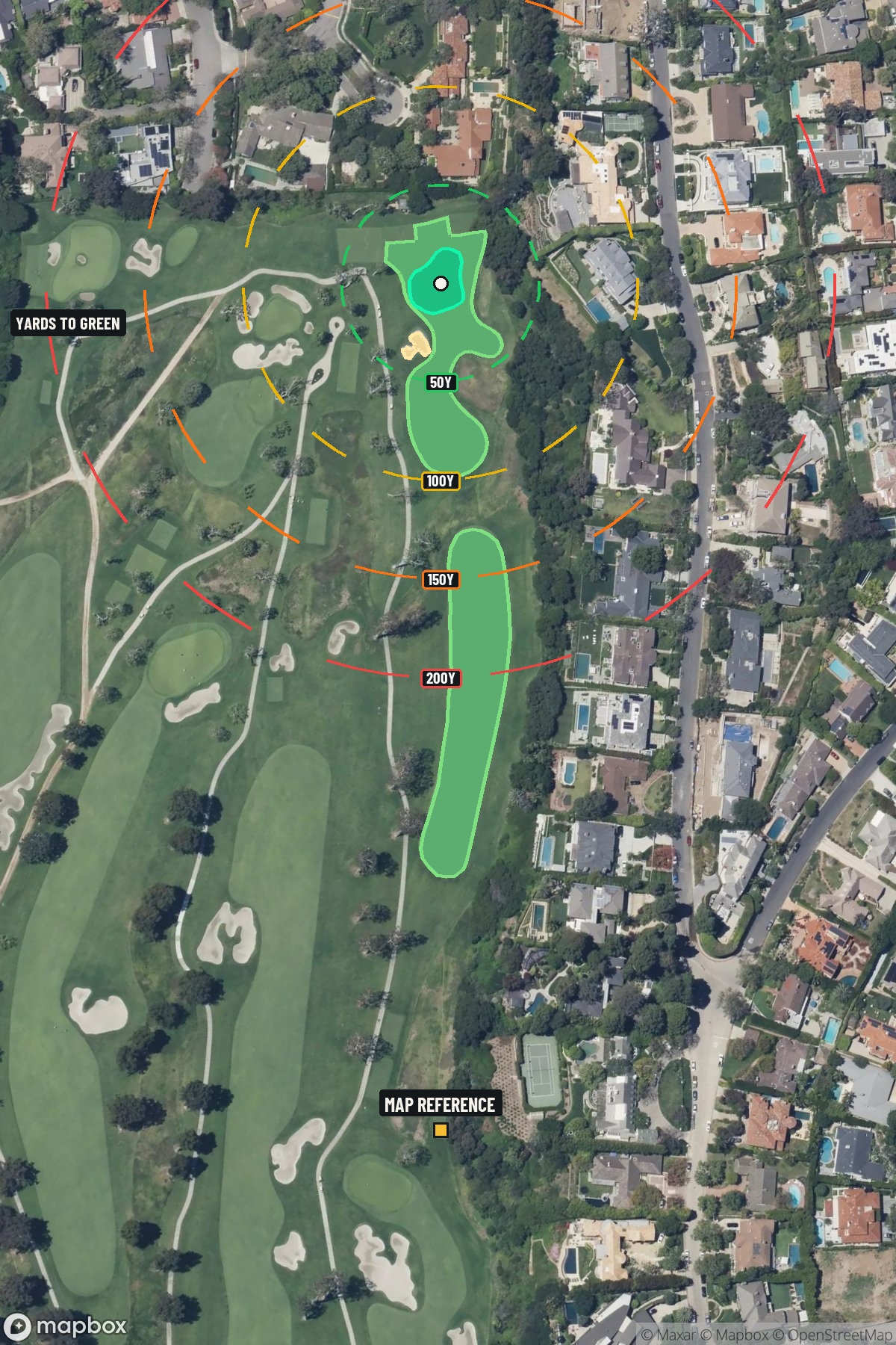 Hole 5 aerial at Riviera Country Club, The