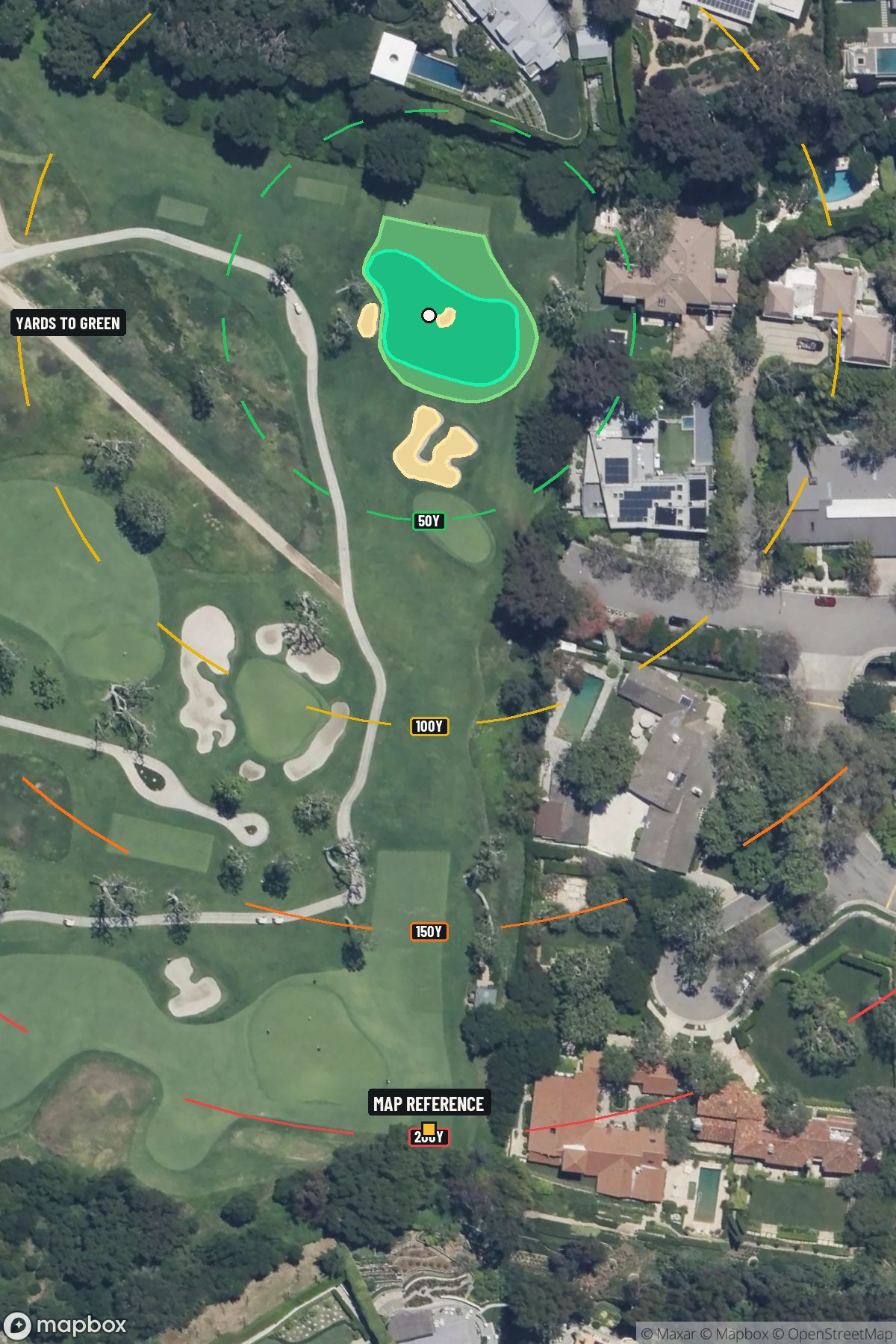 Hole 6 aerial at Riviera Country Club, The