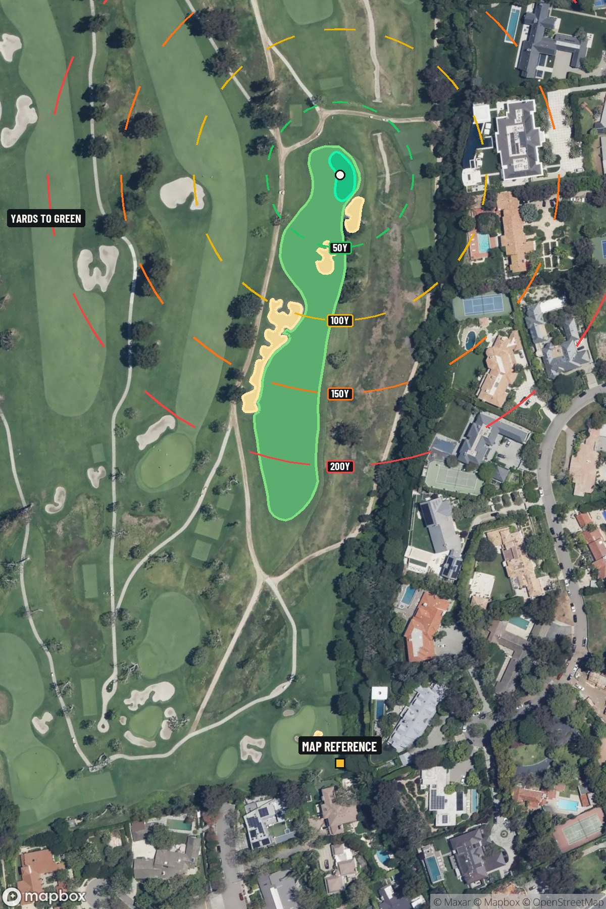 Hole 7 aerial at Riviera Country Club, The