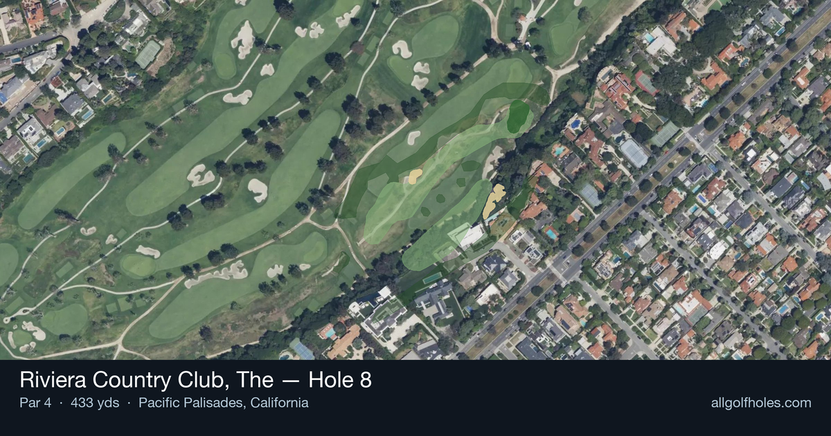 Hole 8 aerial at Riviera Country Club, The