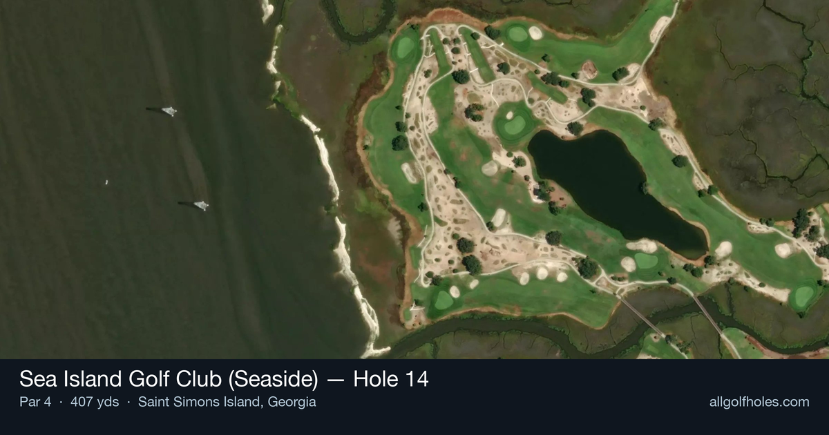 Hole 14 aerial at Sea Island Golf Club (Seaside)