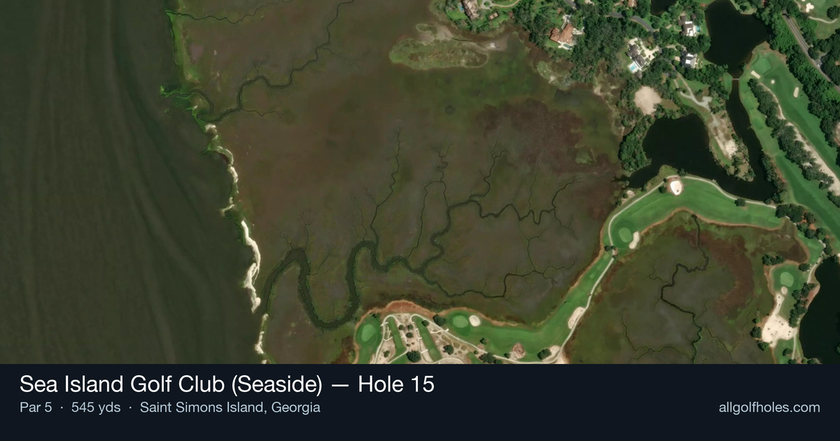 Hole 15 aerial at Sea Island Golf Club (Seaside)