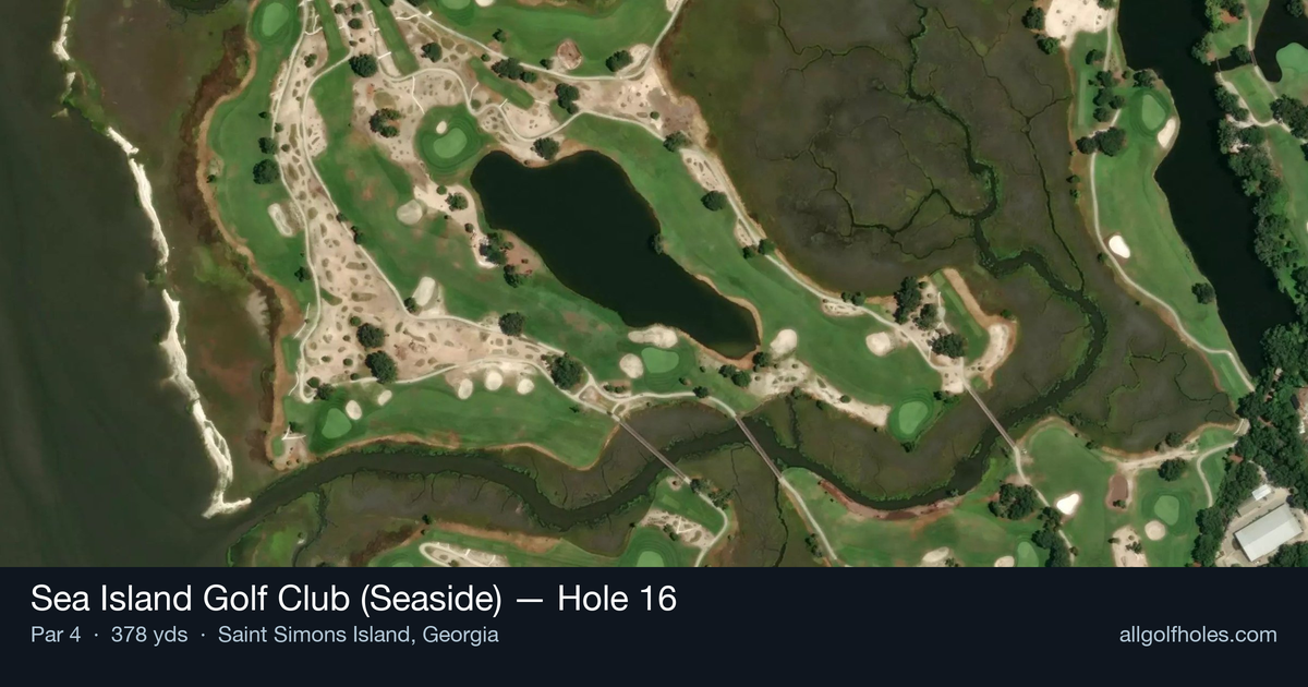 Hole 16 aerial at Sea Island Golf Club (Seaside)