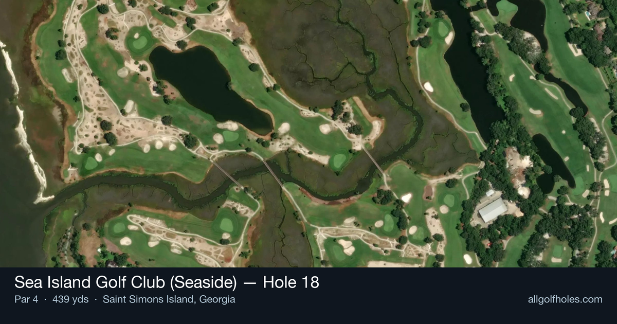 Hole 18 aerial at Sea Island Golf Club (Seaside)