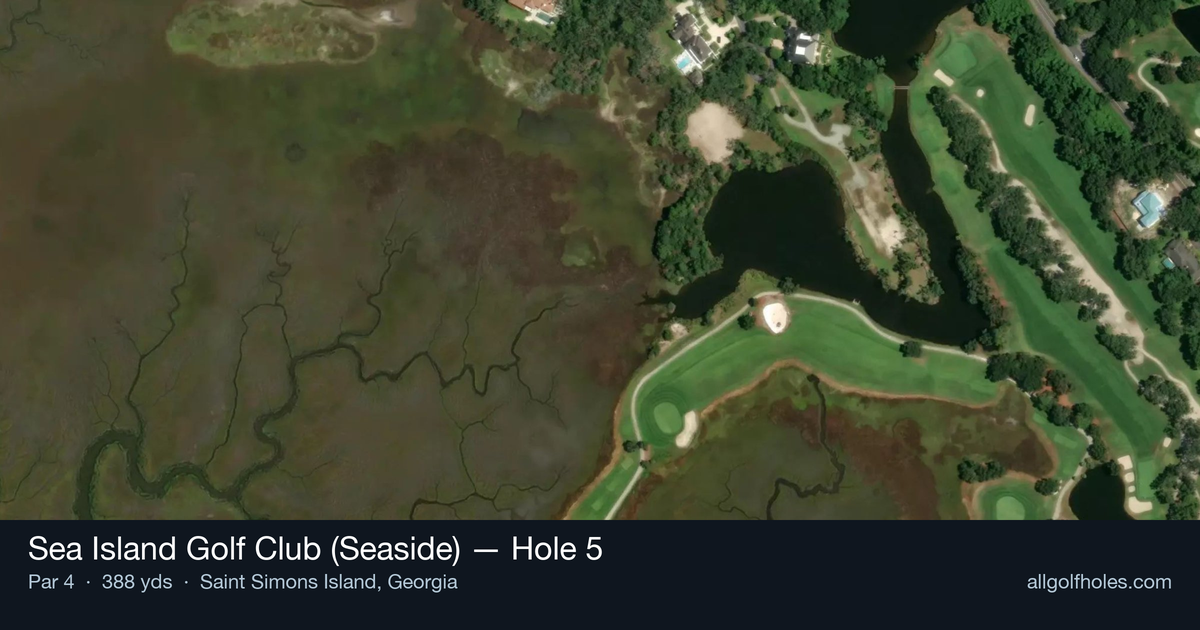 Hole 5 aerial at Sea Island Golf Club (Seaside)