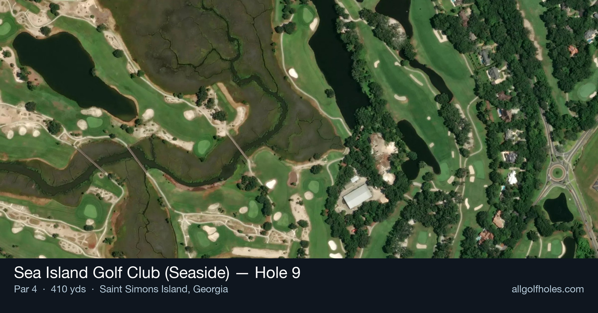 Hole 9 aerial at Sea Island Golf Club (Seaside)