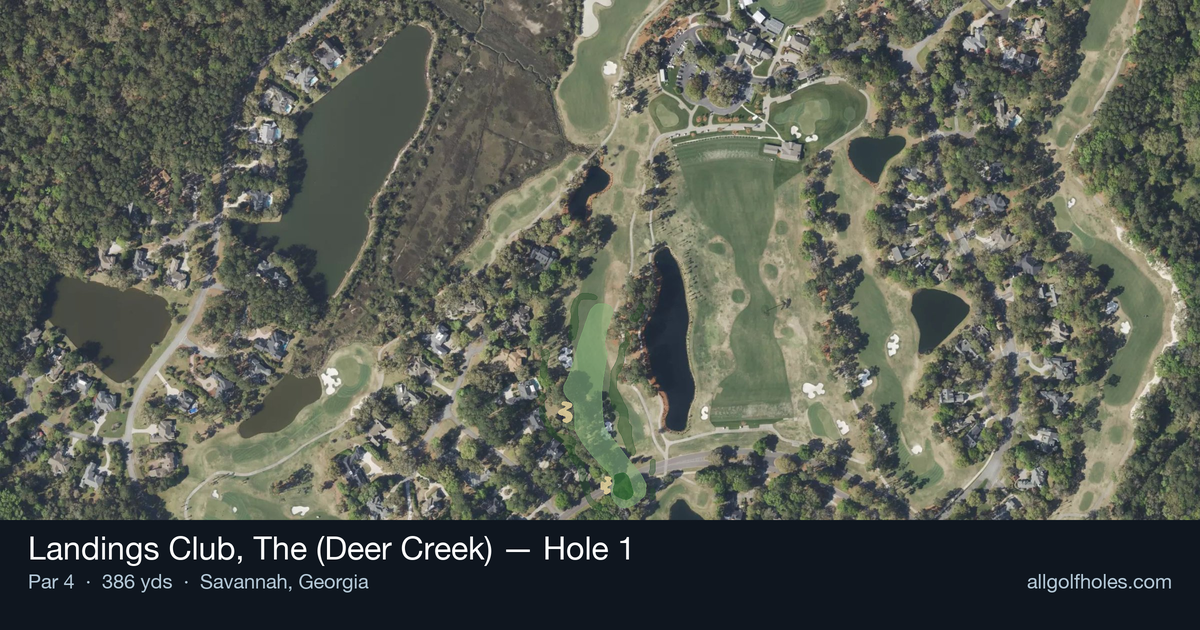 Hole 1 aerial at Landings Club, The (Deer Creek)