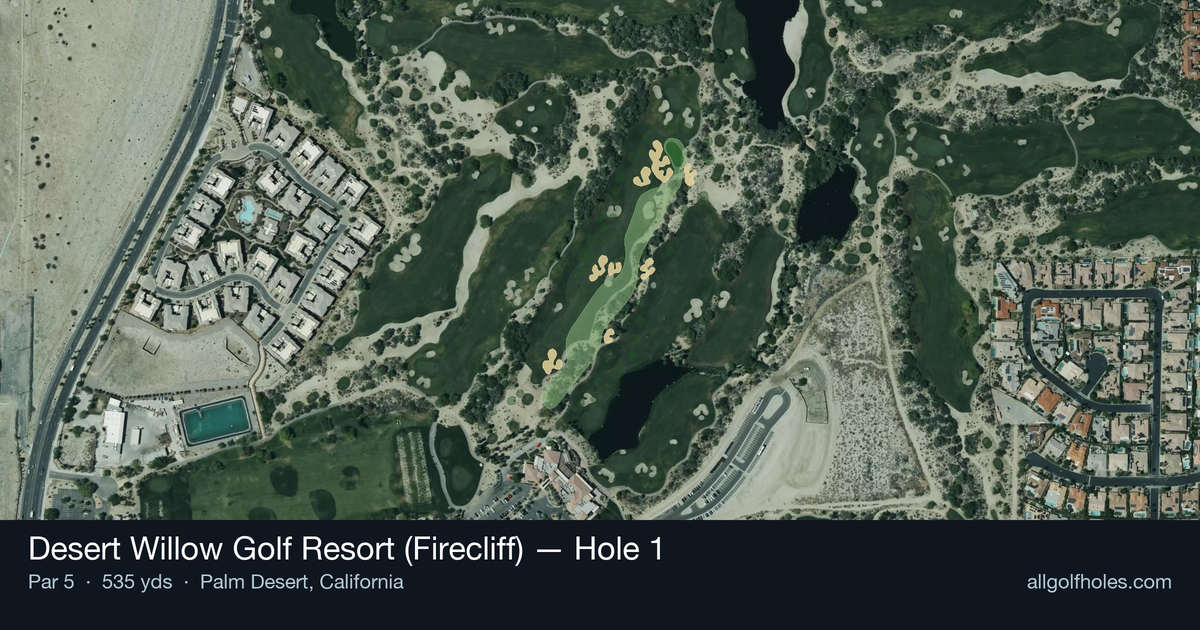 Hole 1 aerial at Desert Willow Golf Resort (Firecliff)