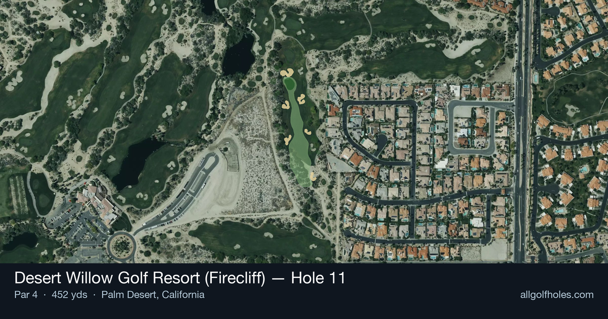 Hole 11 aerial at Desert Willow Golf Resort (Firecliff)