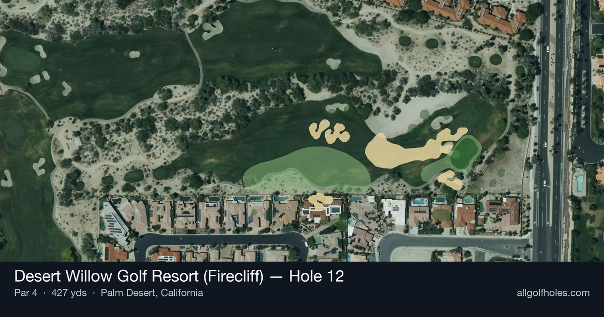 Hole 12 aerial at Desert Willow Golf Resort (Firecliff)