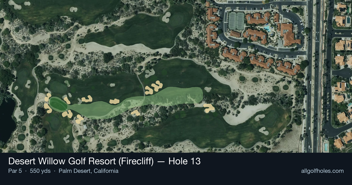 Hole 13 aerial at Desert Willow Golf Resort (Firecliff)