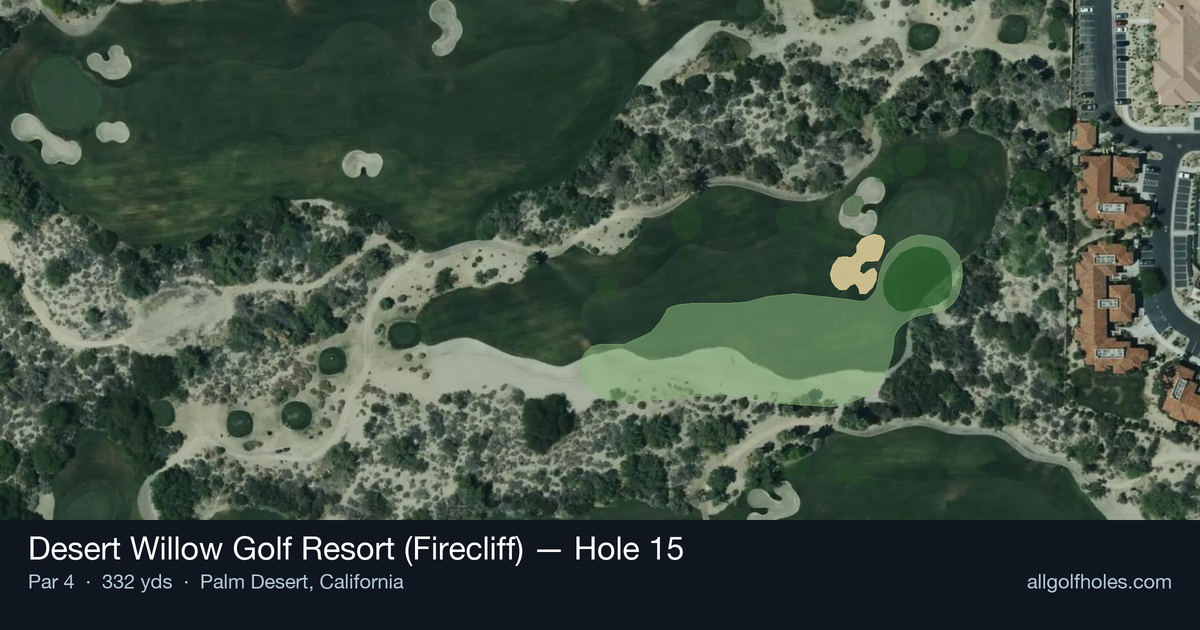 Hole 15 aerial at Desert Willow Golf Resort (Firecliff)